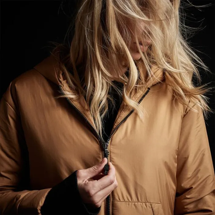 JacketsOuterwear Women James Perse YOSEMITE Hooded Puffer Copper