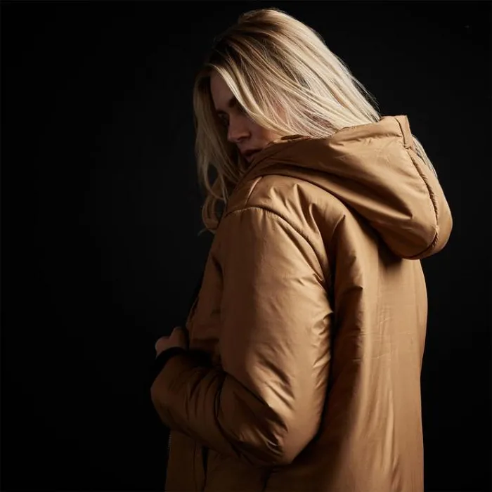 JacketsOuterwear Women James Perse YOSEMITE Hooded Puffer Copper