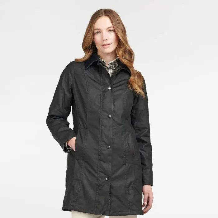 Jackets Women Orvis Barbour Belsay Waxed Cotton Jacket Black