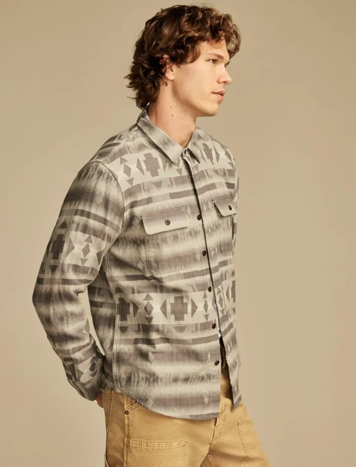 Jacquard Double Weave Humboldt Long Sleeve Shirt Grey Jaquard Men Lucky Brand ButtonDowns
