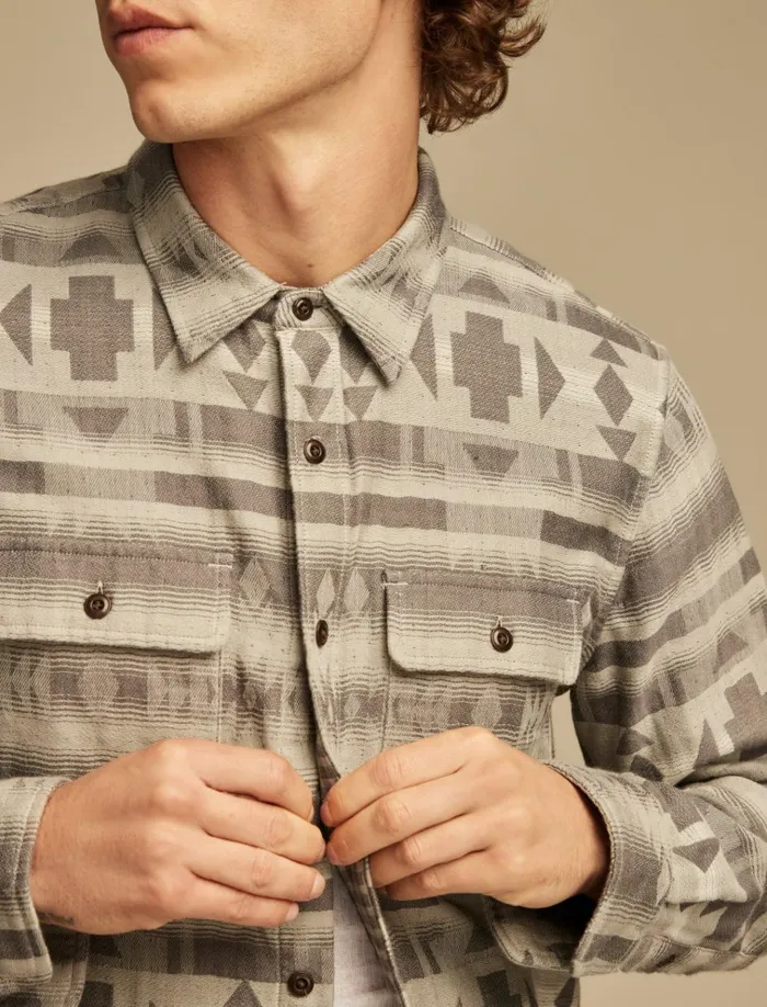 Jacquard Double Weave Humboldt Long Sleeve Shirt Grey Jaquard Men Lucky Brand ButtonDowns
