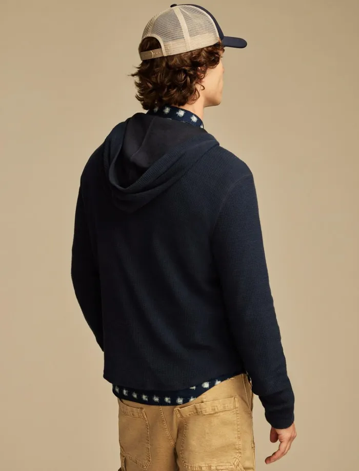 Jacquard Terry Hoodley Black Iris Men Lucky Brand Shirts and Tops