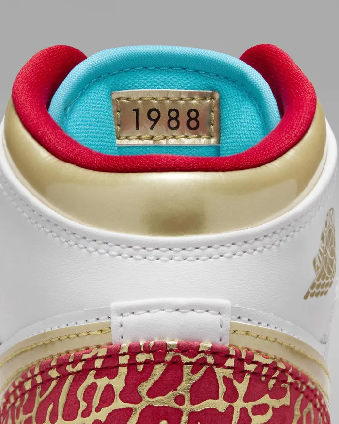 Jordan Kids Nike Air Jordan 1 Mid Sneaker School Whiteuniversity Redmetallic Gold