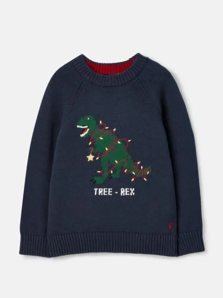 Jumpers and Knitwear Boys Joules Navy Blue Festive Knitted Jumper
