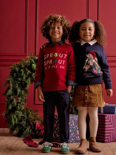 Jumpers and Knitwear Boys Joules Red Intarsia Knitted Festive Jumper