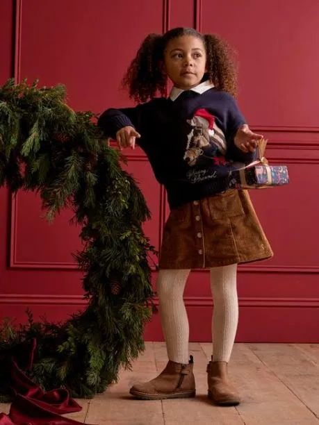 Jumpers and Knitwear Girls Joules Navy Blue Intarsia Artwork Jumper