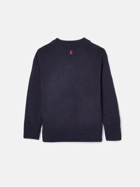 Jumpers and Knitwear Girls Joules Navy Blue Intarsia Artwork Jumper
