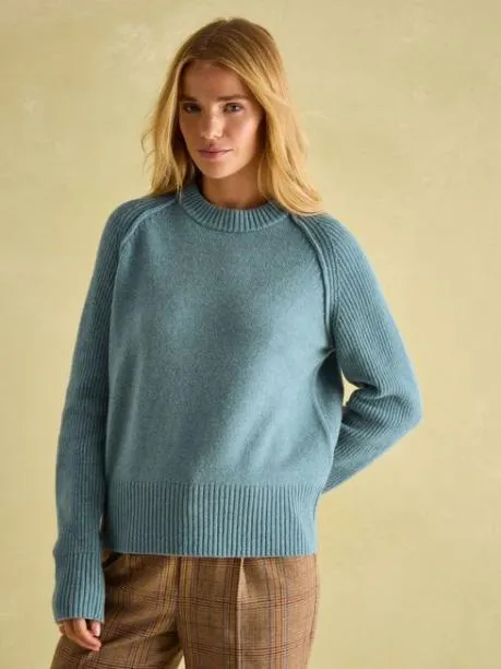 Jumpers and Knitwear Women Joules Blue Merino Wool Jumper With Detachable Roll Neck