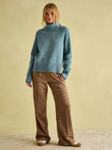 Jumpers and Knitwear Women Joules Blue Merino Wool Jumper With Detachable Roll Neck