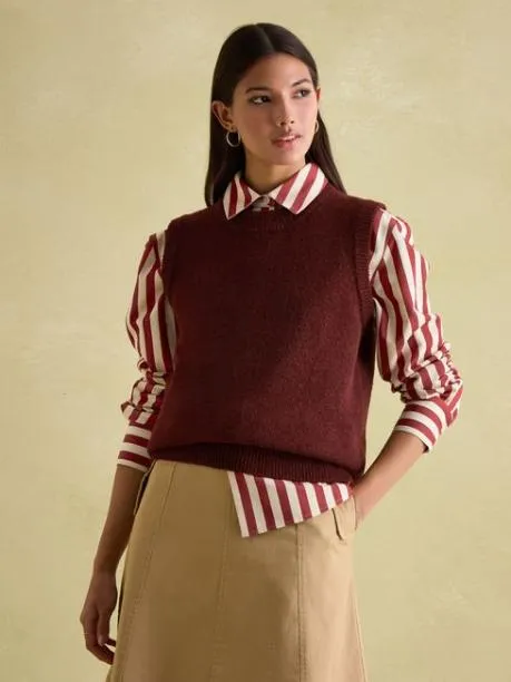 Jumpers and Knitwear Women Joules Burgundy Regular Fit Knitted Vest