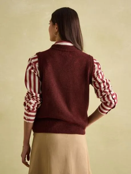 Jumpers and Knitwear Women Joules Burgundy Regular Fit Knitted Vest