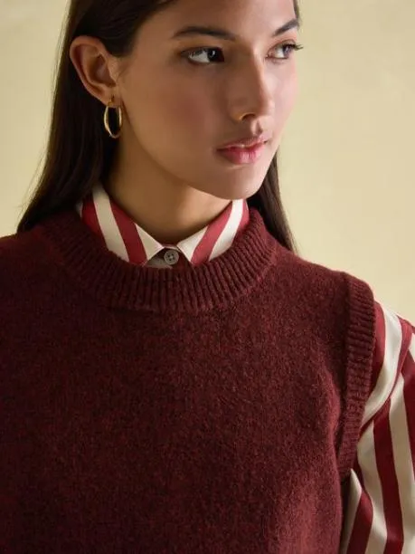 Jumpers and Knitwear Women Joules Burgundy Regular Fit Knitted Vest