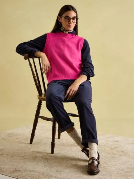 Jumpers and Knitwear Women Joules Pink Regular Fit Knitted Vest
