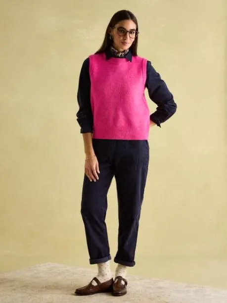 Jumpers and Knitwear Women Joules Pink Regular Fit Knitted Vest