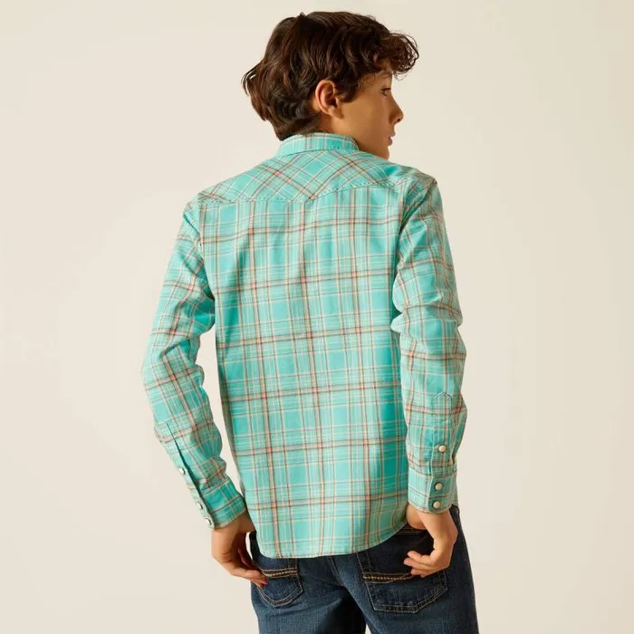 Kids Button Down Shirts Ariat Hudsyn Retro Fit Shirt Blue Turquoise Kids Button Down Shirts Ariat Hudsyn Retro Fit Shirt Blue Turquoise