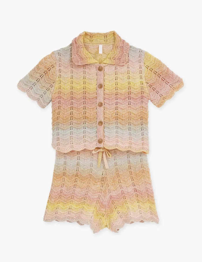 Kids Clothing Zimmermann Tallow Chevron Knit Short Multi