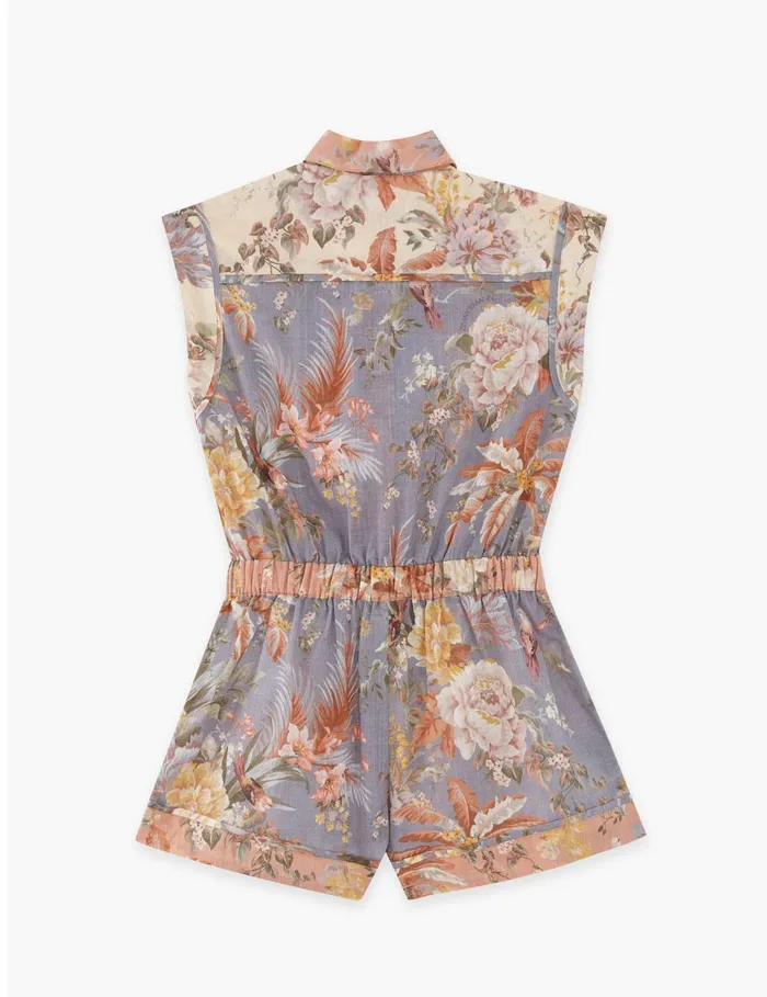 Kids Clothing Zimmermann Tallow Pocket Playsuit Spliced