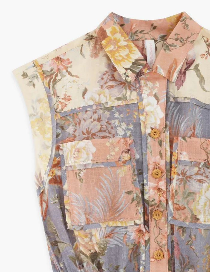 Kids Clothing Zimmermann Tallow Pocket Playsuit Spliced