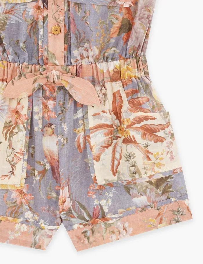 Kids Clothing Zimmermann Tallow Pocket Playsuit Spliced