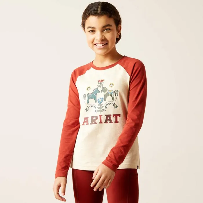 Kids English Riding Clothing Ariat Dala Horses TShirt Oatmeal Heather