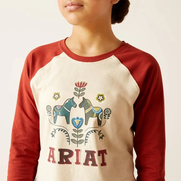 Kids English Riding Clothing Ariat Dala Horses TShirt Oatmeal Heather