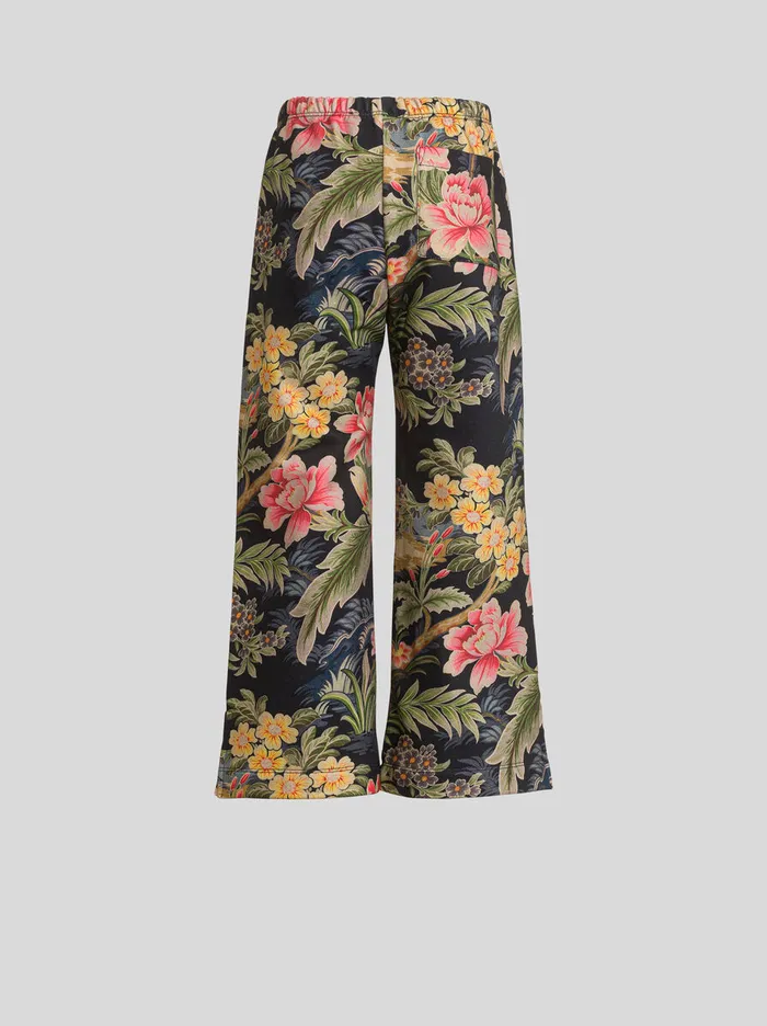 Kids Etro Trousers Shorts And Skirts Floral Trousers For Children Navy Blue