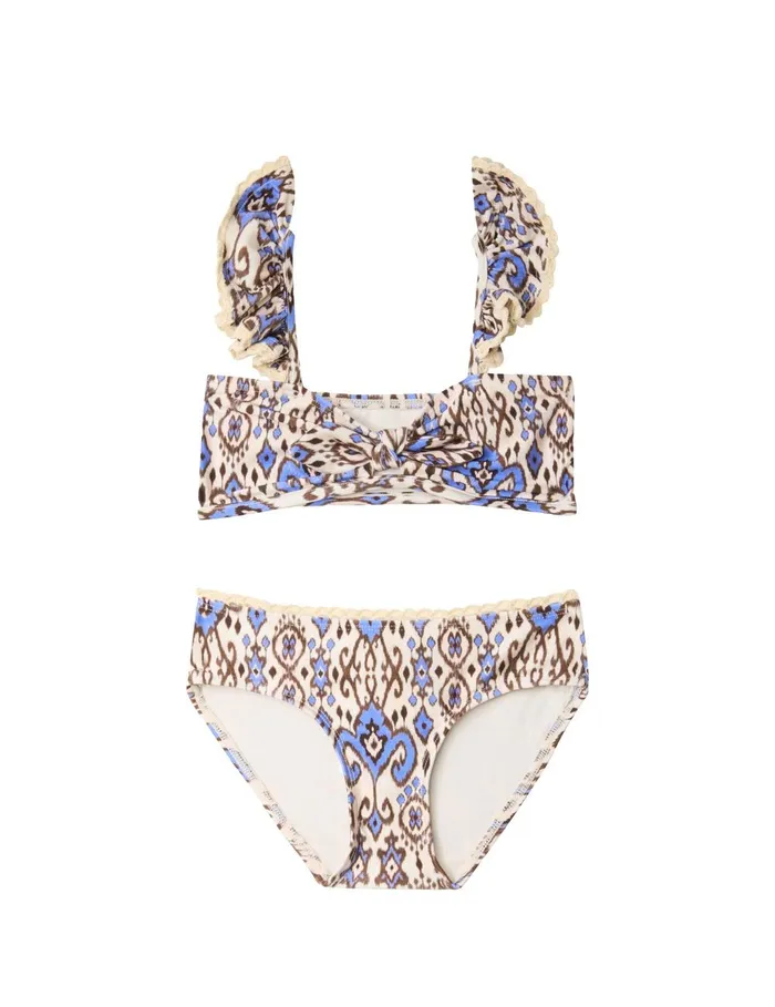 Kids Swimwear Zimmermann Wylie Tie Front Bikini Cornflower Ikat
