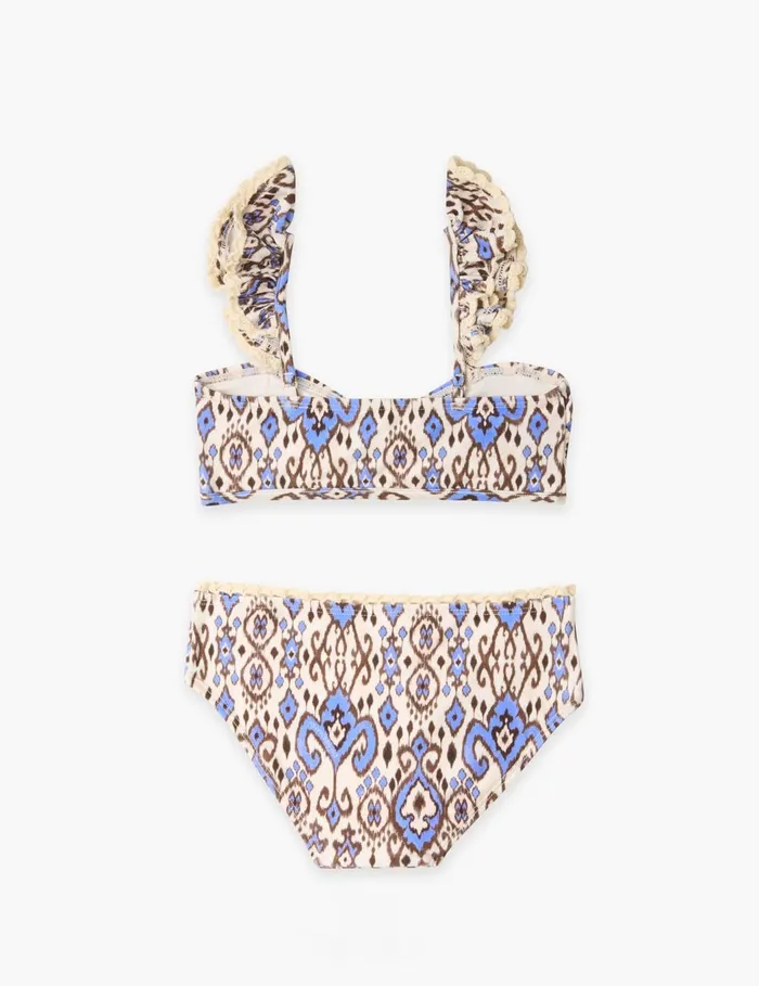 Kids Swimwear Zimmermann Wylie Tie Front Bikini Cornflower Ikat
