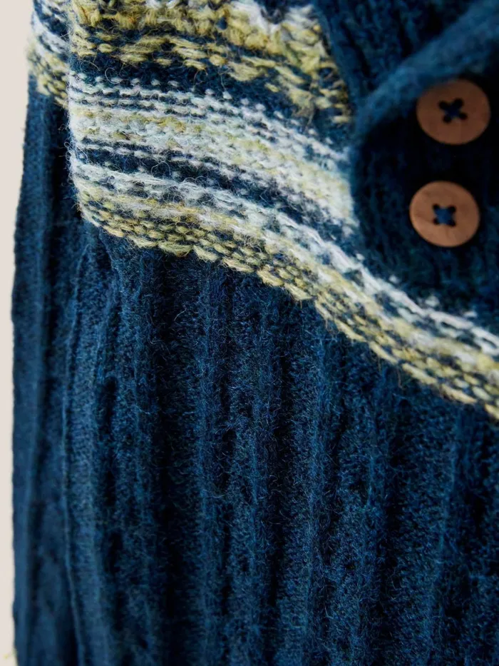 Kids White Stuff Knitwear Fairisle Shawl Neck Jumper Teal Multi Kids White Stuff Knitwear Fairisle Shawl Neck Jumper Teal Multi