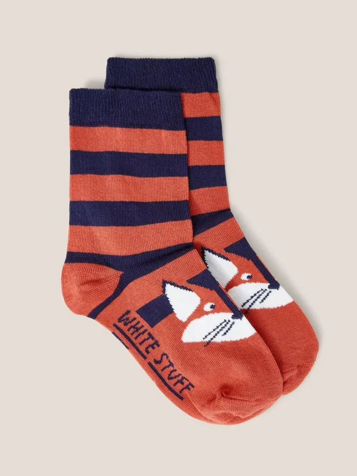 Kids White Stuff Socks Fox Socks Orange Multi