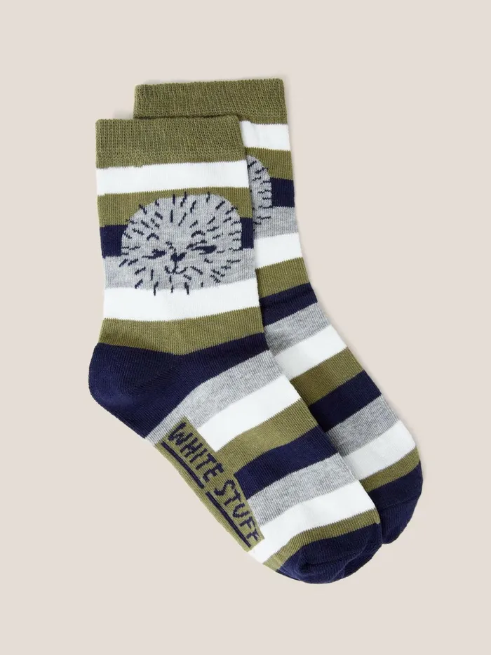 Kids White Stuff Socks Lion Socks Green Multi