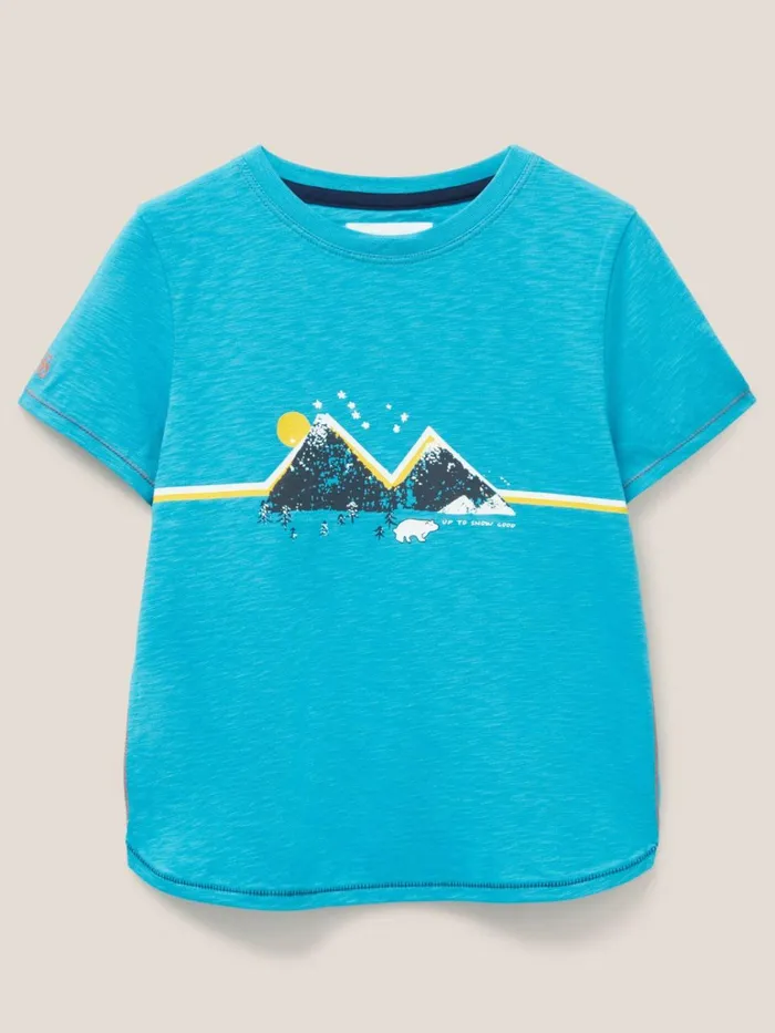 Kids White Stuff Tops And Tshirts Mountain Line SS Tee Mid Teal