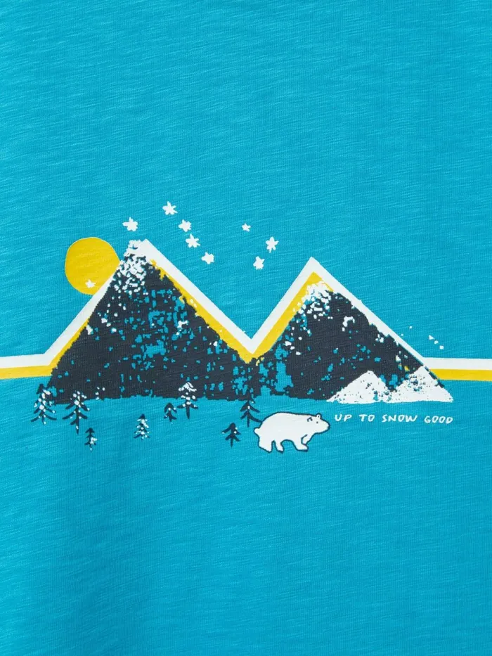 Kids White Stuff Tops And Tshirts Mountain Line SS Tee Mid Teal Kids White Stuff Tops And Tshirts Mountain Line SS Tee Mid Teal