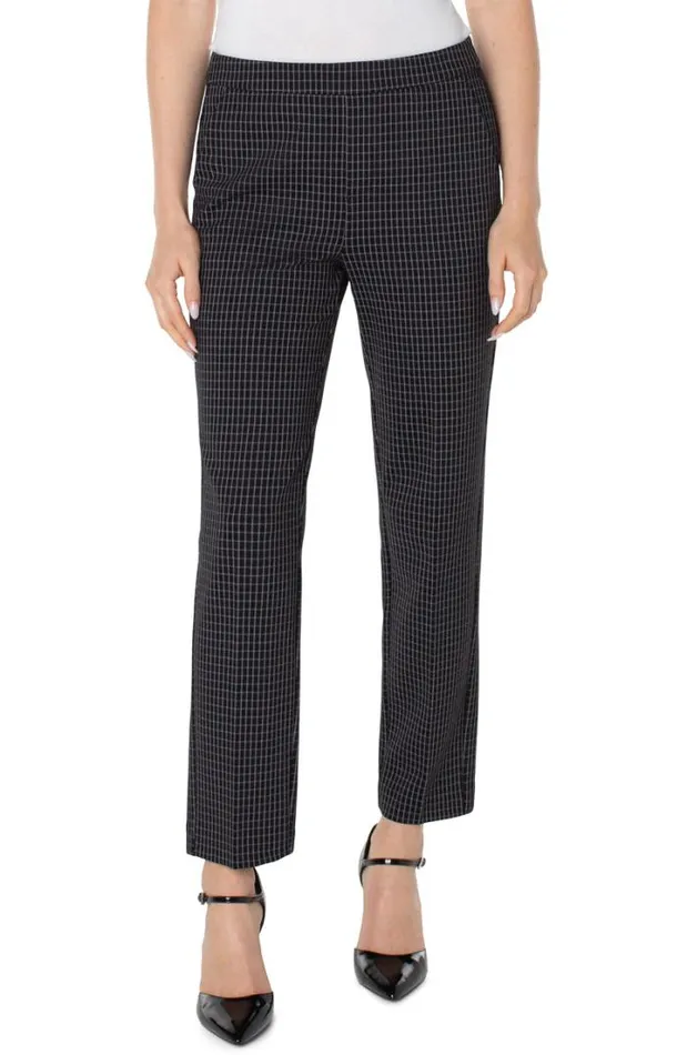 KNIT PULLONS Women Liverpool Los Angeles KAYLA PULLON TROUSER Black White Grid Plaid KNIT PULLONS Women Liverpool Los Angeles KAYLA PULLON TROUSER Black White Grid Plaid