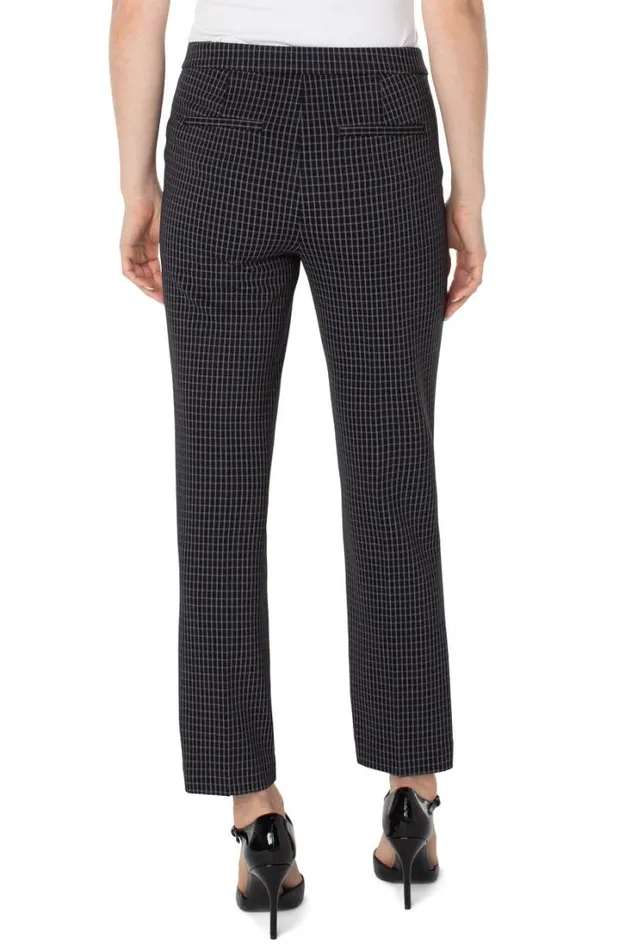 KNIT PULLONS Women Liverpool Los Angeles KAYLA PULLON TROUSER Black White Grid Plaid