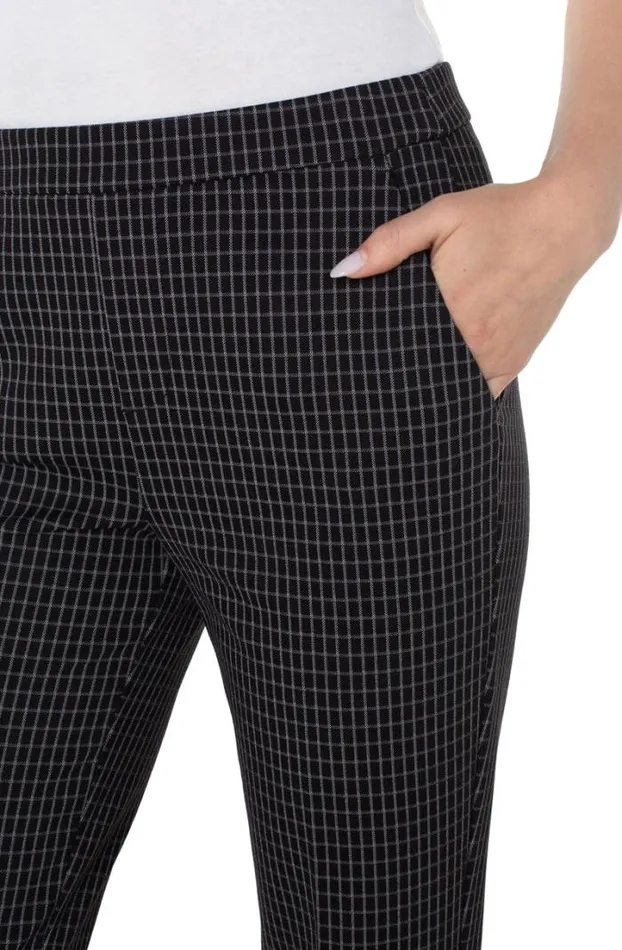 KNIT PULLONS Women Liverpool Los Angeles KAYLA PULLON TROUSER Black White Grid Plaid