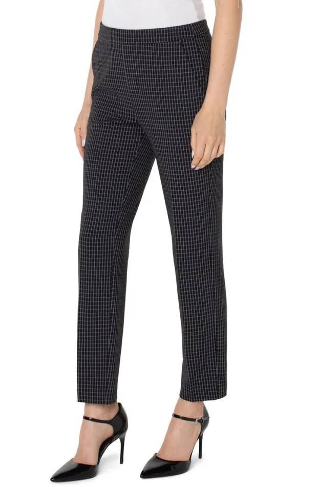 KNIT PULLONS Women Liverpool Los Angeles KAYLA PULLON TROUSER Black White Grid Plaid