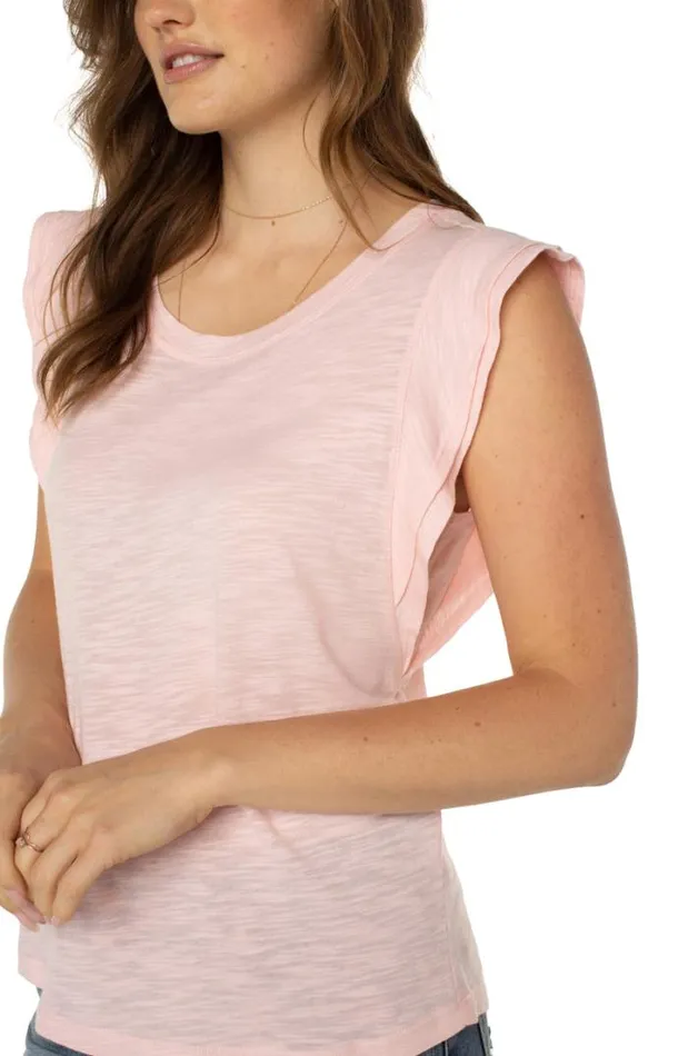 KNIT TOPS Women Liverpool Los Angeles DOUBLE FLUTTER SLEEVE KNIT TOP Peony