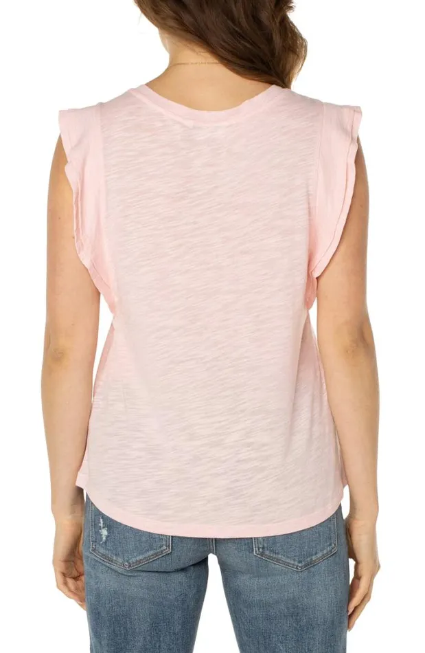 KNIT TOPS Women Liverpool Los Angeles DOUBLE FLUTTER SLEEVE KNIT TOP Peony