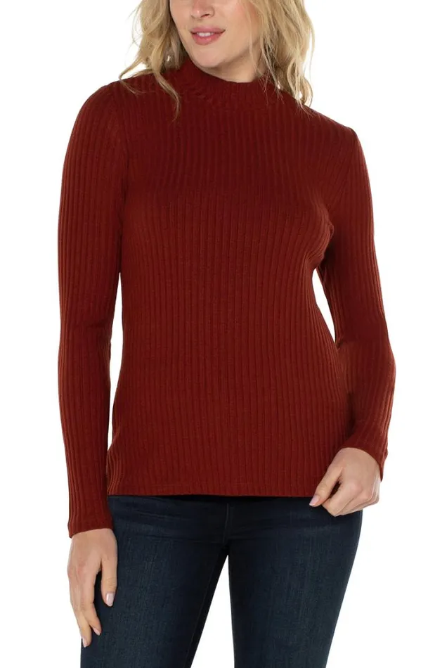 KNIT TOPS Women Liverpool Los Angeles MOCK NECK LONG SLEEVE KNIT TOP Deep Cinnamon KNIT TOPS Women Liverpool Los Angeles MOCK NECK LONG SLEEVE KNIT TOP Deep Cinnamon