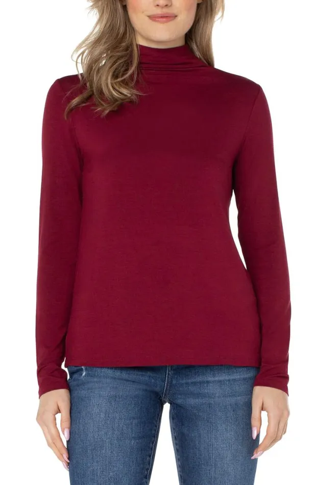 KNIT TOPS Women Liverpool Los Angeles MOCK NECK LONG SLEEVE KNIT TOP Red Velvet KNIT TOPS Women Liverpool Los Angeles MOCK NECK LONG SLEEVE KNIT TOP Red Velvet