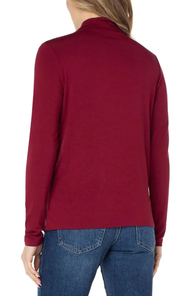 KNIT TOPS Women Liverpool Los Angeles MOCK NECK LONG SLEEVE KNIT TOP Red Velvet
