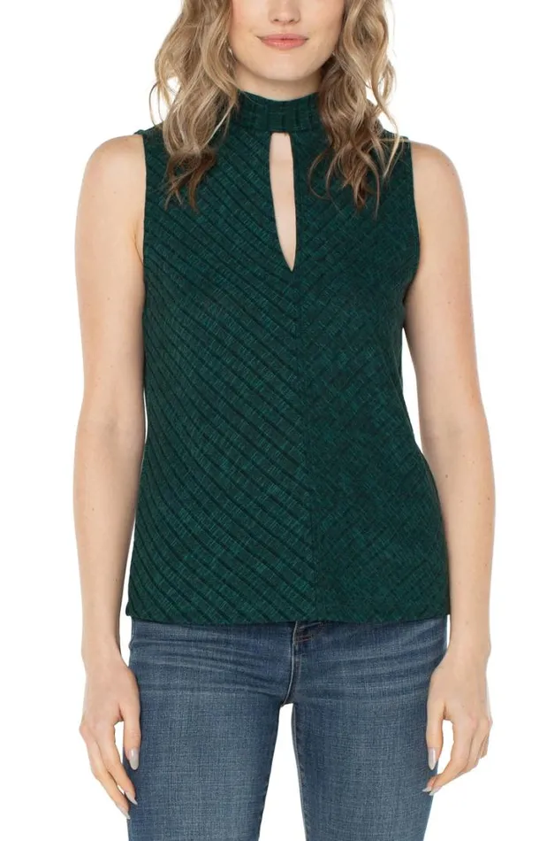 KNIT TOPS Women Liverpool Los Angeles MOCK NECK SLEEVELESS KNIT TOP Deep Emerald Green KNIT TOPS Women Liverpool Los Angeles MOCK NECK SLEEVELESS KNIT TOP Deep Emerald Green