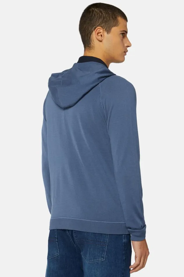 Knitwear Men Boggi Milano Air Force Blue Merino Wool FullZip Hoodie Airblue Knitwear Men Boggi Milano Air Force Blue Merino Wool FullZip Hoodie Airblue