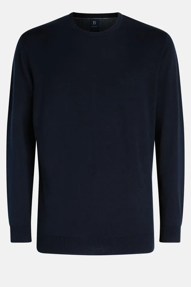 Knitwear Men Boggi Milano Navy Roundneck Pima Cotton Sweater Navy Blue Knitwear Men Boggi Milano Navy Roundneck Pima Cotton Sweater Navy Blue