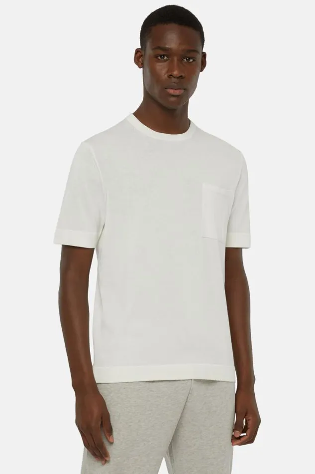 Knitwear Men Boggi Milano White Pima Cotton Knitted TShirt White Knitwear Men Boggi Milano White Pima Cotton Knitted TShirt White