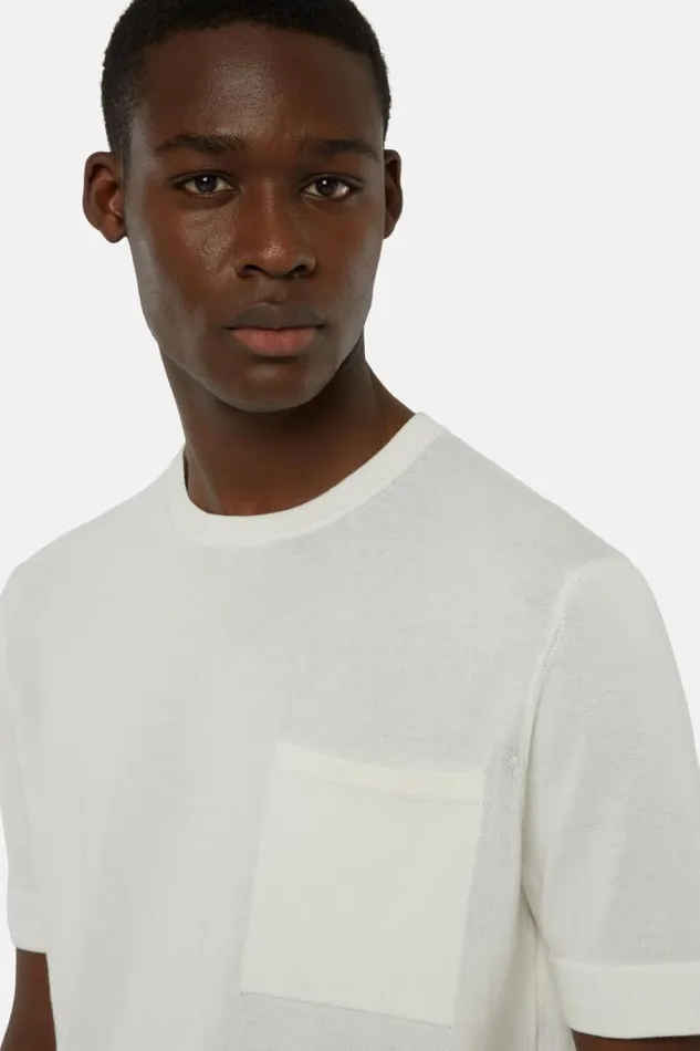 Knitwear Men Boggi Milano White Pima Cotton Knitted TShirt White Knitwear Men Boggi Milano White Pima Cotton Knitted TShirt White