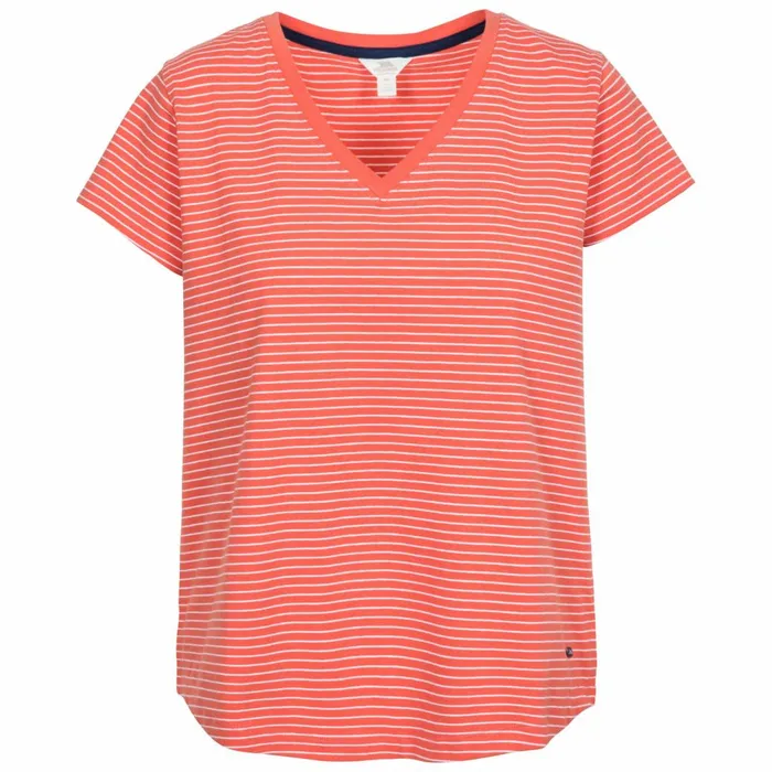 Konnie VNeck TShirt Peach Stripe Women Trespass TShirts