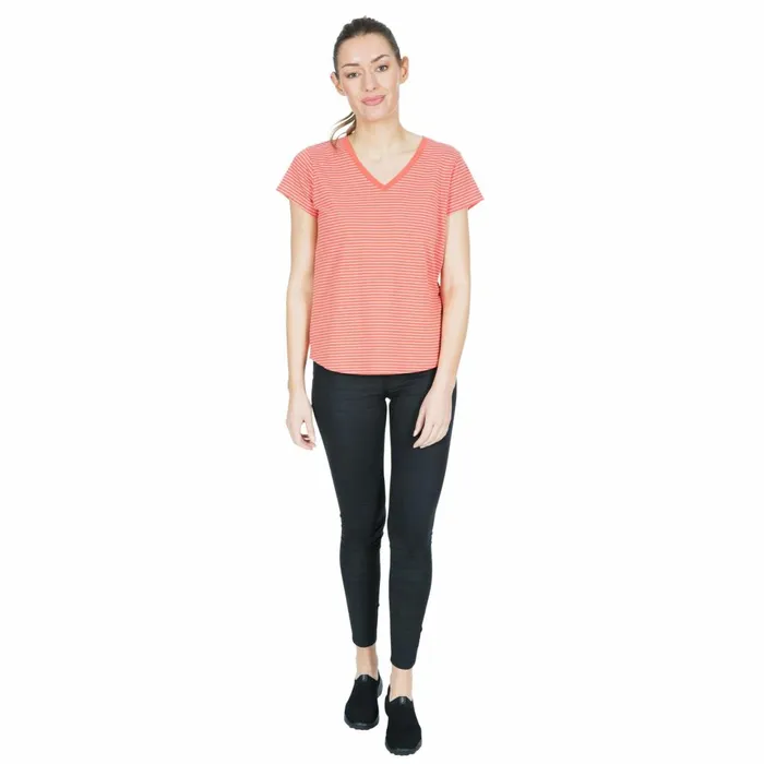 Konnie VNeck TShirt Peach Stripe Women Trespass TShirts