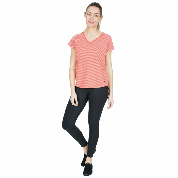 Konnie VNeck TShirt Peach Stripe Women Trespass TShirts